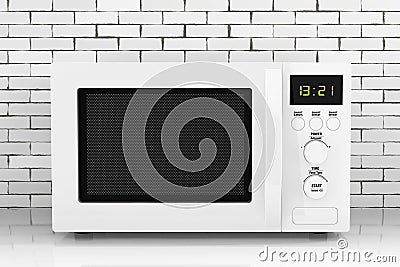 White Microwave Oven. 3d Rendering Stock Photo